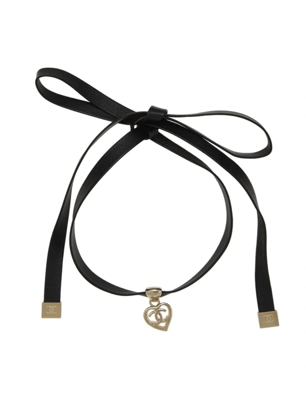 Chanel Leather CC Heart Pendant Choker Nana - Picture 1 of 5
